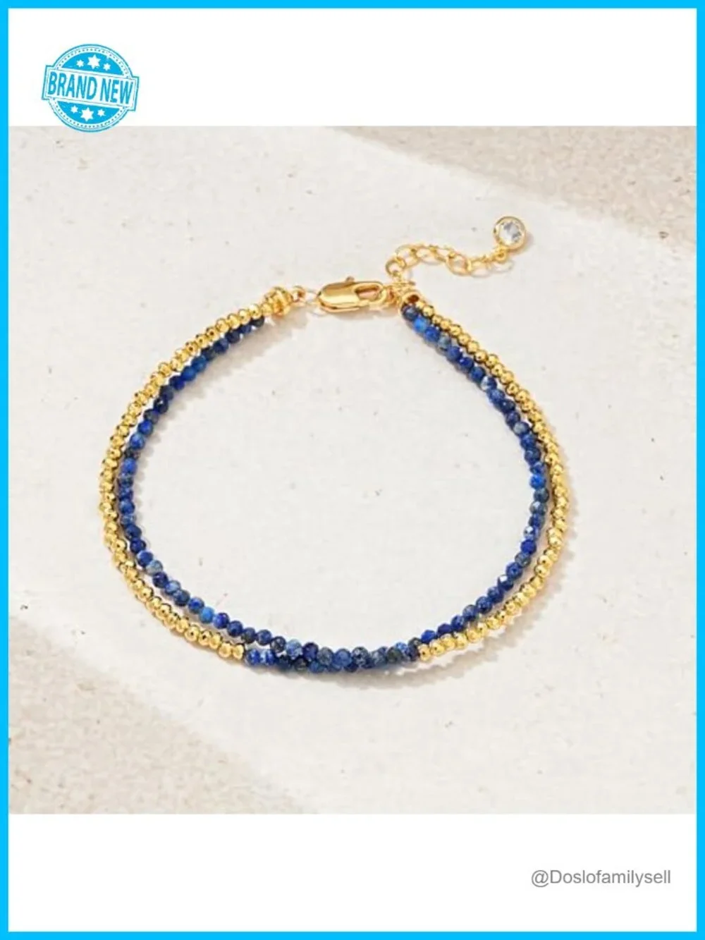 Dainty Stackable Stone Beaded Mixed Layered Link Chain Adjustable Gold Plated